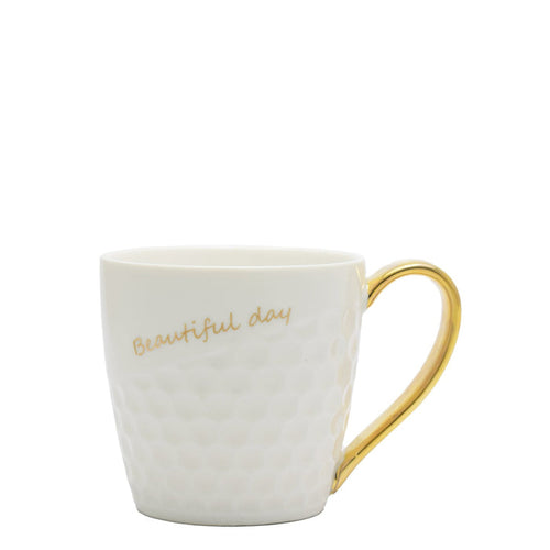 Kitchen Life Beautiful Day Mug - White & Gold