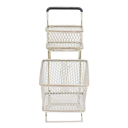 Kitchen Life Double Basket Shopping Trolley Silver