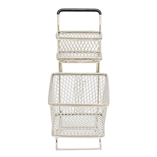 Kitchen Life Double Basket Shopping Trolley Silver