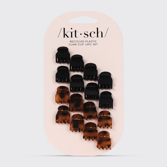 Kitsch Eco-Friendly Mini Classic Claw Clips 16pc - Black & Tort