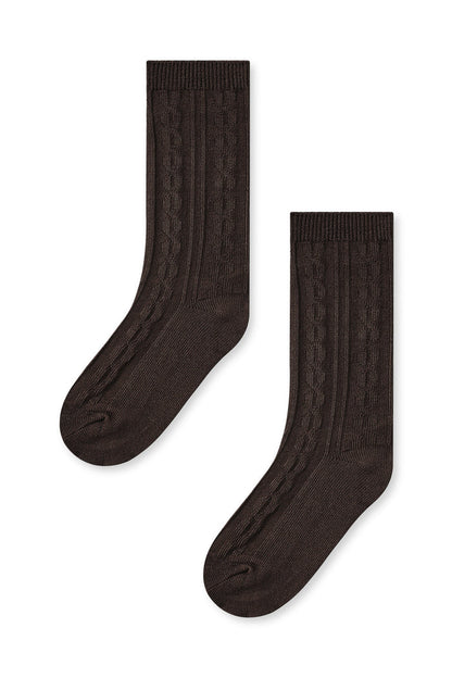 Knee High Socks in Espresso on a white background