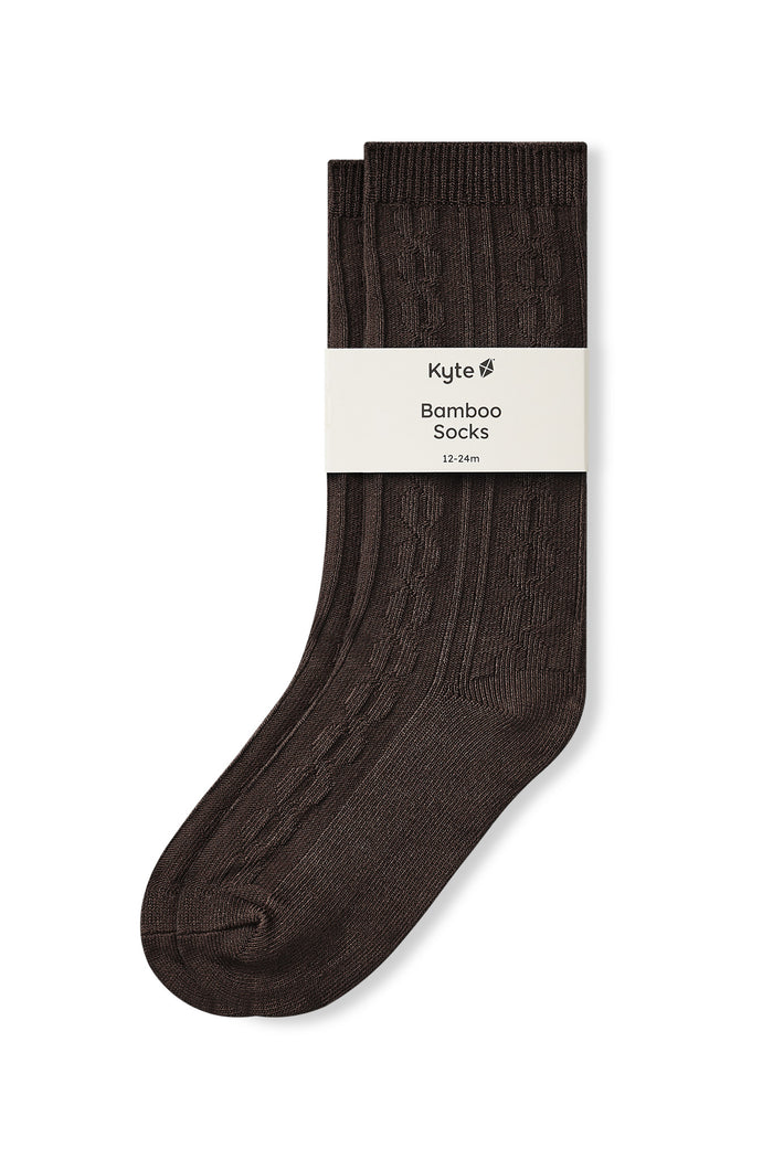 Knee High Socks in Espresso on a white background