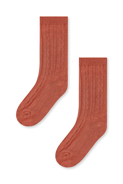 Knee High Socks in Sienna on a white background