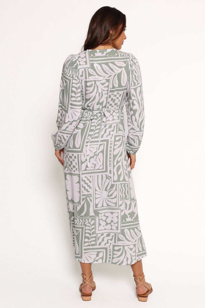 Petal and Pup USA DRESSES Kolby Long Sleeve Midi Dress - Sage Print