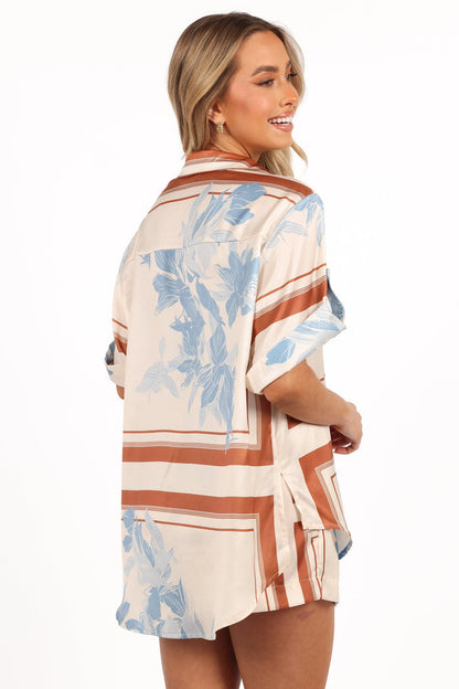 Petal and Pup USA TOPS Lara Shirt - Pale Blue Print