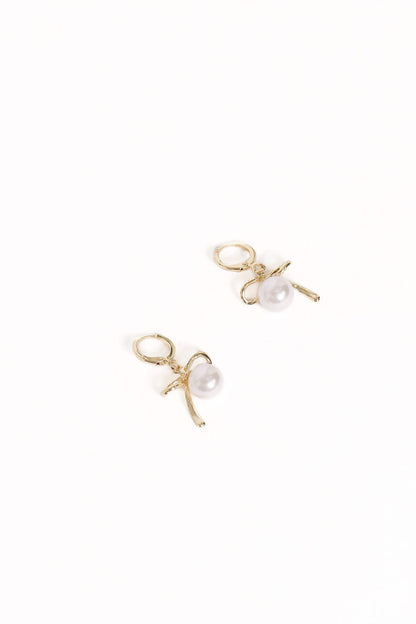 Petal and Pup USA ACCESSORIES Louisa Bow Earrings - Gold/Pearl One Size