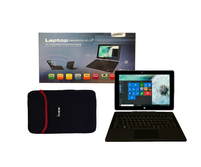 Magnus IV 4G LTE 10.1" 2-in-1 Laptop, 1280 x 800 IPS High Resolution, Intel Dual Core 4GB/64GB Windows 10 Pro with Docking Keyboard