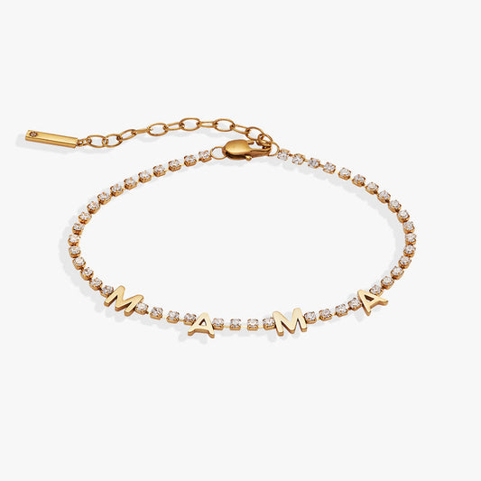 'Mama' Crystal Tennis Bracelet
