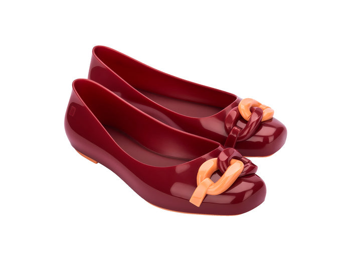 Melissa Aura Chain Flat Red Ballerinas for Women – Elegant and Comfortable Red Flats with Stylish Chain Detail