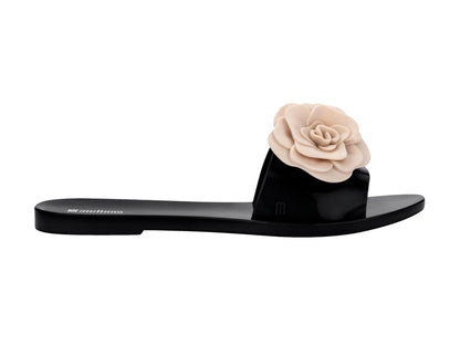 Melissa Babe Petals Black Flat Slipon Women Slides