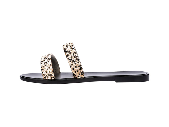 Melissa Bling AD studded black caramel flat slip-on slides for women with stylish design and comfortable fit