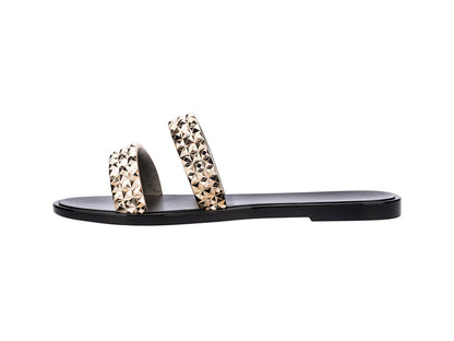 Melissa Bling AD studded black caramel flat slip-on slides for women with stylish design and comfortable fit