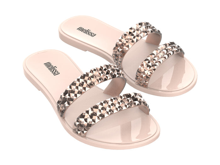 Melissa Bling AD studded pink rose flat slip-on slides for women with stylish design and comfortable fit