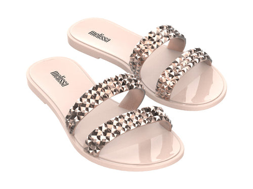 Melissa Bling AD studded pink rose flat slip-on slides for women with stylish design and comfortable fit