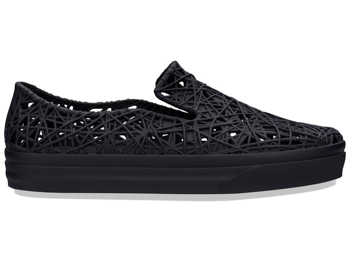 Melissa Campana casual slip-on unisex black sneaker with comfortable fit and stylish design