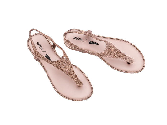 Melissa Campana Flow Flat Flipflop Rose Glitter Sandal â€“ Stylish & Comfortable Womenâ€™s Glitter Sandals