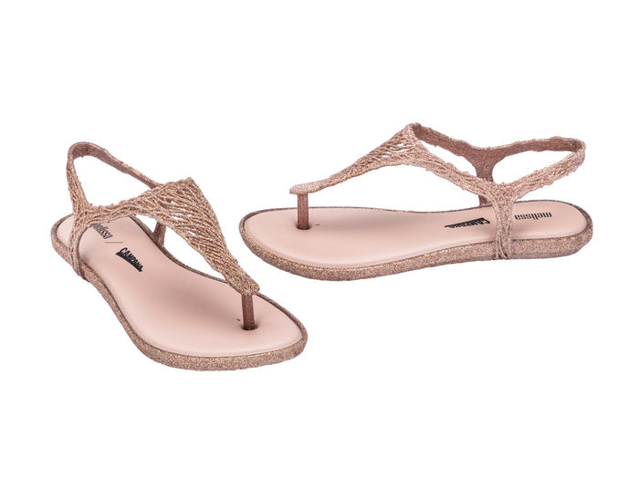 Melissa Campana Flow Flat Flipflop Rose Glitter Sandal â€“ Stylish & Comfortable Womenâ€™s Glitter Sandals