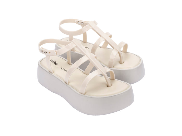 Melissa Caribe high platform beige sandals for women with stylish design and comfortable elevated sole