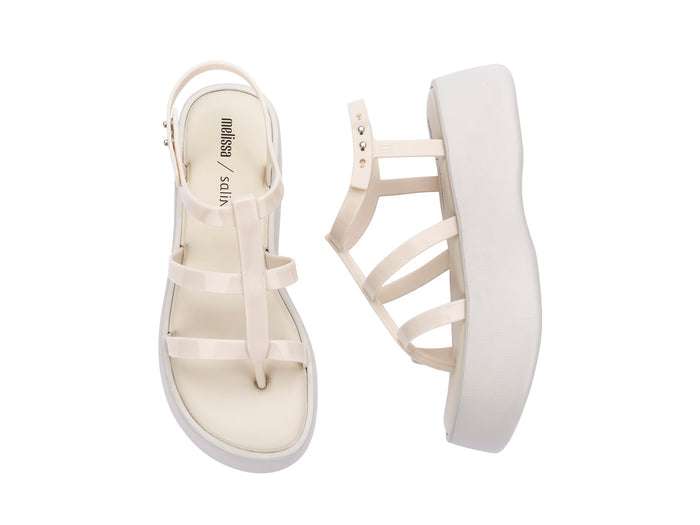 Melissa Caribe high platform beige sandals for women with stylish design and comfortable elevated sole