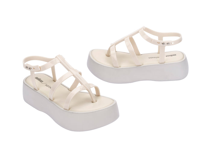 Melissa Caribe high platform beige sandals for women with stylish design and comfortable elevated sole