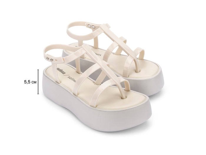 Melissa Caribe high platform beige sandals for women with stylish design and comfortable elevated sole