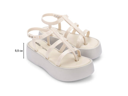 Melissa Caribe high platform beige sandals for women with stylish design and comfortable elevated sole