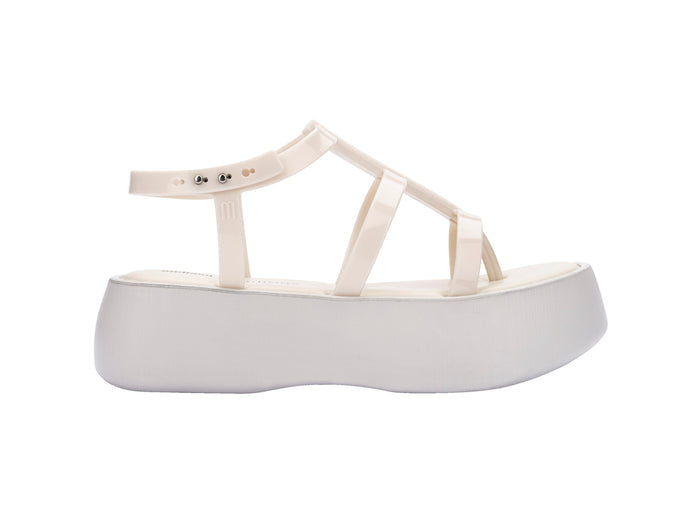 Melissa Caribe high platform beige sandals for women with stylish design and comfortable elevated sole