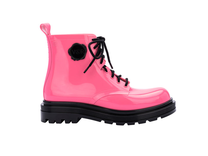 Melissa Coturno Viktor & Rolf High Ankle Lace-Up Pink Boots for Women â€“ Stylish and durable high-ankle boots with a trendy lace-up design, perfect for fashion-forward looks and all-day comfort.