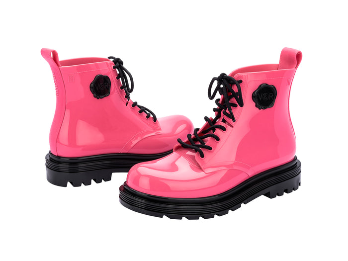 Melissa Coturno Viktor & Rolf High Ankle Lace-Up Pink Boots for Women â€“ Stylish and durable high-ankle boots with a trendy lace-up design, perfect for fashion-forward looks and all-day comfort.