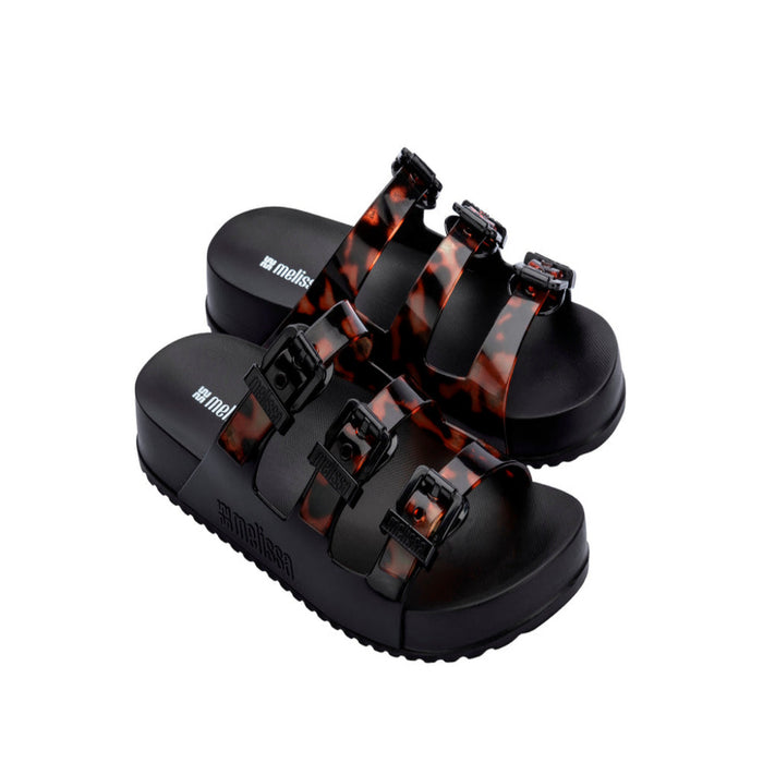 Melissa Cozy Buckle Stripes Black Slide for Women