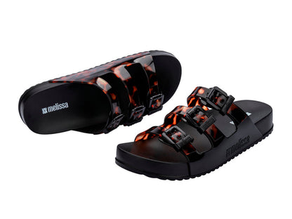 Melissa Cozy Buckle Stripes Black Slide for Women