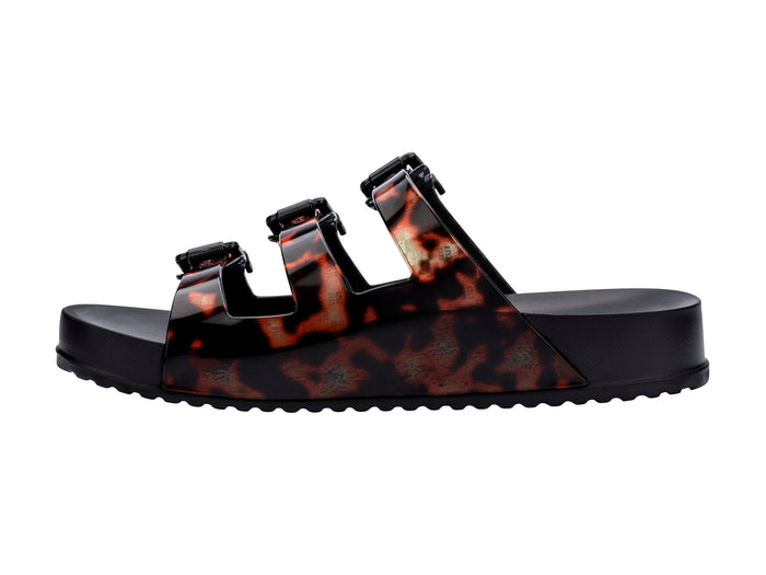 Melissa Cozy Buckle Stripes Black Slide for Women