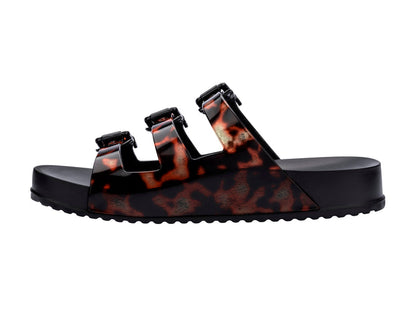 Melissa Cozy Buckle Stripes Black Slide for Women