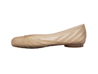 Melissa Femme Classy Beige Glitter Knitted Ballerinas for Women – stylish knitted beige ballerina flats with glitter finish, perfect for everyday and party wear