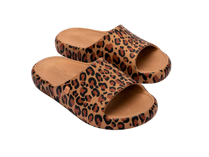 Melissa Free Brown Slide Sandals for Women with Animal Print – Stylish and Lightweight Everyday Footwear