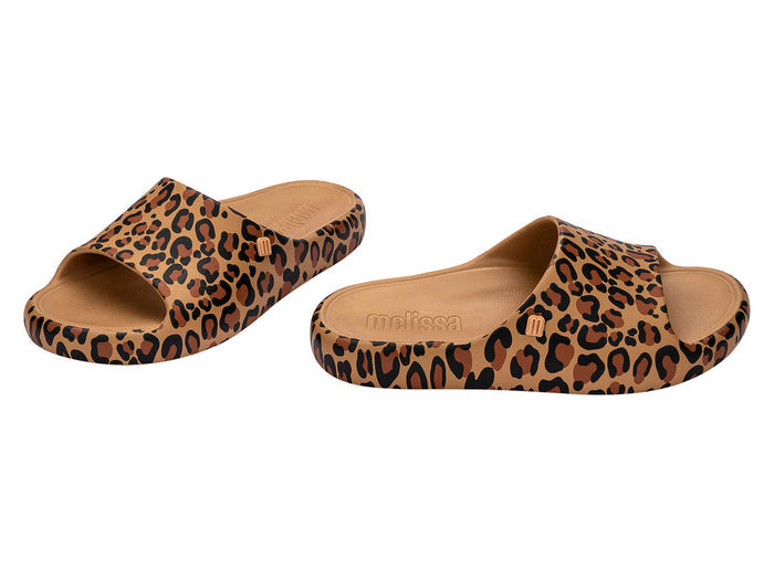 Melissa Free Brown Slide Sandals for Women with Animal Print – Stylish and Lightweight Everyday Footwear