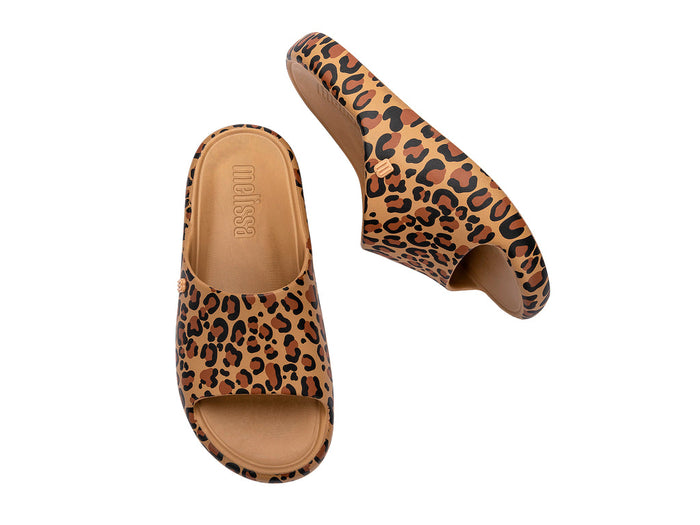 Melissa Free Brown Slide Sandals for Women with Animal Print – Stylish and Lightweight Everyday Footwear