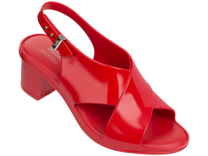Melissa Jamie Jason Wu Slingback Red Block Heel Sandal for Women – Elegant, stylish, and comfortable designer heels perfect for parties, weddings, and special occasions.