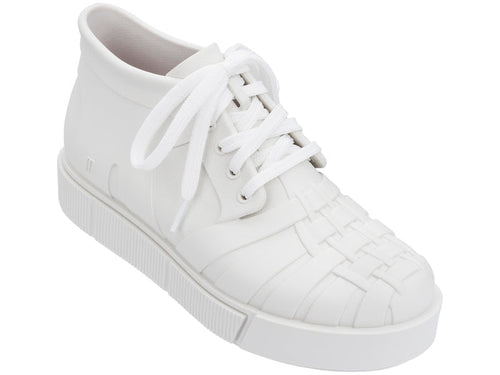Melissa Shadow lace up white classic sneakers for women with comfortable fit and timeless casual style