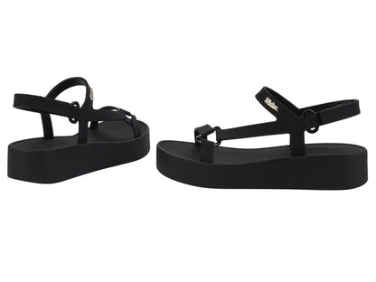 Melissa Sun Downtown Velcro Black Platform Sandal for Women â€“ Trendy and comfortable black sandals with a secure velcro strap and elevated sole.