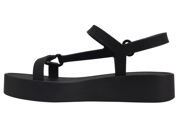 Melissa Sun Downtown Velcro Black Platform Sandal for Women â€“ Trendy and comfortable black sandals with a secure velcro strap and elevated sole.