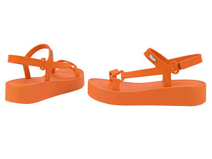 Melissa Sun Downtown Velcro Orange Platform Sandal for Women â€“ Stylish and comfortable summer footwear with a trendy elevated sole.