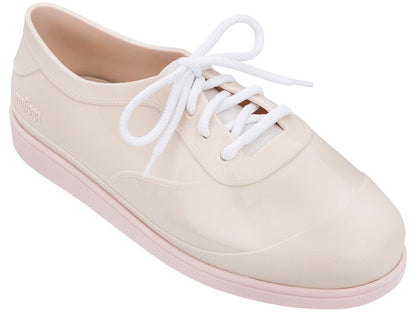Melissa Line solid beige unisex lace-up sneakers with a sleek design and comfortable fit for versatile everyday wear