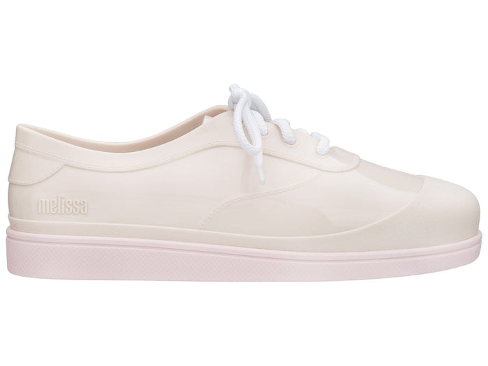 Melissa Line solid beige unisex lace-up sneakers with a sleek design and comfortable fit for versatile everyday wear