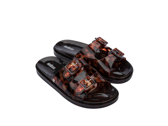 Melissa Wide Buckle Strap Brown Slide for Women