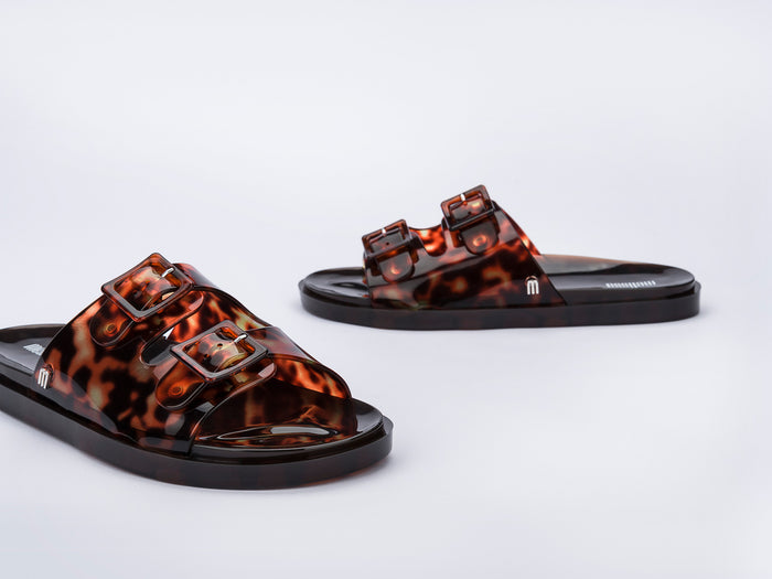 Melissa Wide Buckle Strap Brown Slide for Women