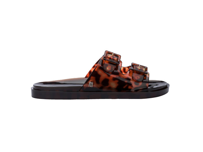 Melissa Wide Buckle Strap Brown Slide for Women