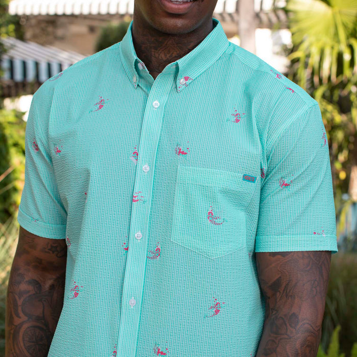 RSVLTS RSVLTS Mermaids _ Stretch Seersucker Short Sleeve Shirt