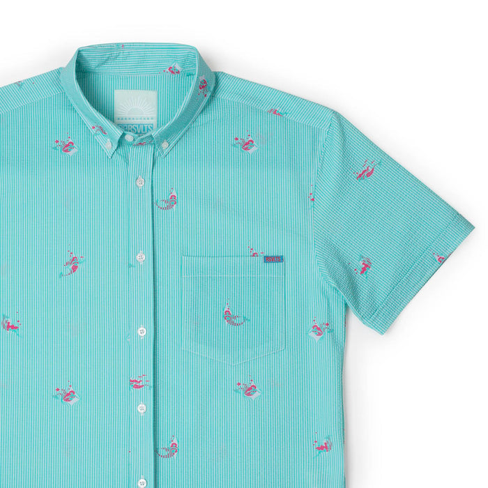 RSVLTS XS RSVLTS Mermaids _ Stretch Seersucker Short Sleeve Shirt