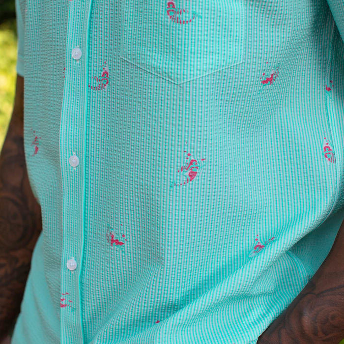 RSVLTS RSVLTS Mermaids _ Stretch Seersucker Short Sleeve Shirt